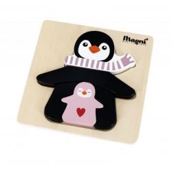 Puzzle drewniane Pingwin z dziećmi-105884