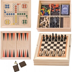 Zestaw gier w drewnianym pudełku-110121