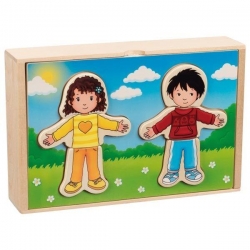 Drewniana układanka ubierz chłopca i dziewczynkę-87789